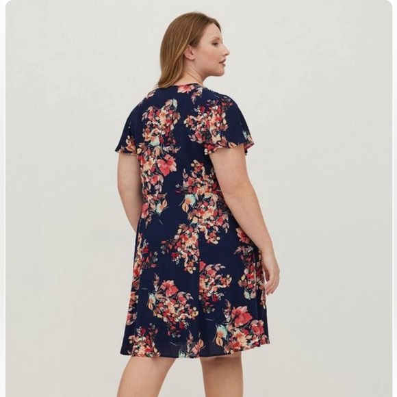 Torrid Blue Mini Gauze Lace-Up Skater Dress - Picture 4 of 7